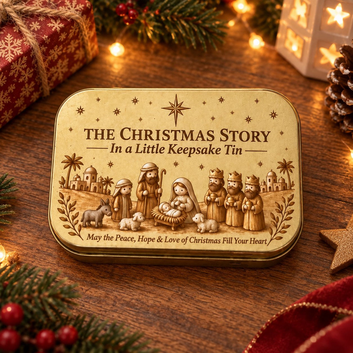 ✝️ Mini-boîte souvenir « Nativité » — Ensemble de poche de la Sainte Famille pour Noël