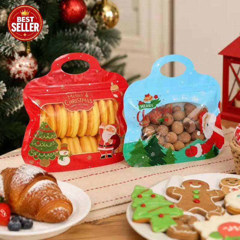🎅DERNIER JOUR : -60 % !! 🎁 Remplissage et fermeture faciles 🎄 Sachets festifs auto-adhésifs pour friandises – Motifs Père Noël et bonhomme de neige | Refermables, adaptés au contact alimentaire et parfaits pour les biscuits, chocolats et petits cadeaux ⛄