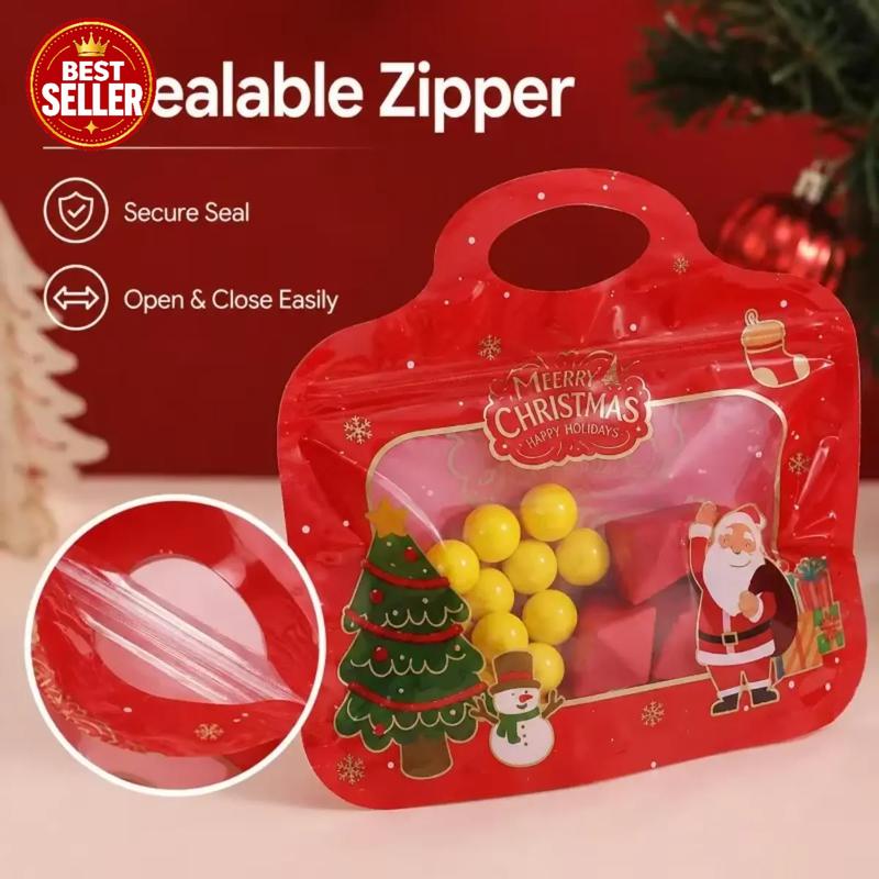 🎅DERNIER JOUR : -60 % !! 🎁 Remplissage et fermeture faciles 🎄 Sachets festifs auto-adhésifs pour friandises – Motifs Père Noël et bonhomme de neige | Refermables, adaptés au contact alimentaire et parfaits pour les biscuits, chocolats et petits cadeaux ⛄