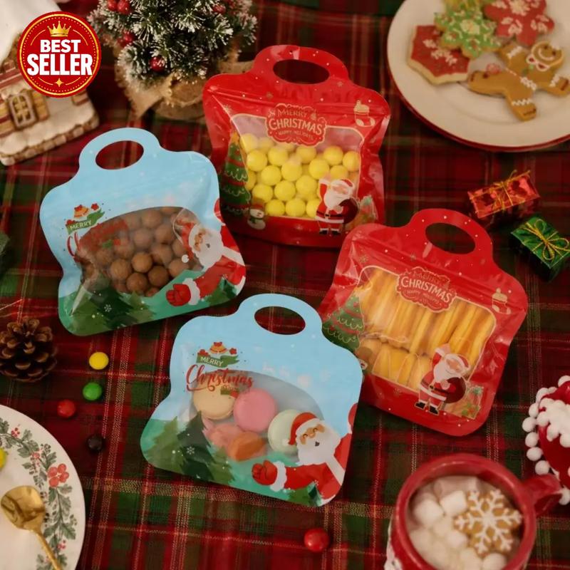🎅DERNIER JOUR : -60 % !! 🎁 Remplissage et fermeture faciles 🎄 Sachets festifs auto-adhésifs pour friandises – Motifs Père Noël et bonhomme de neige | Refermables, adaptés au contact alimentaire et parfaits pour les biscuits, chocolats et petits cadeaux ⛄