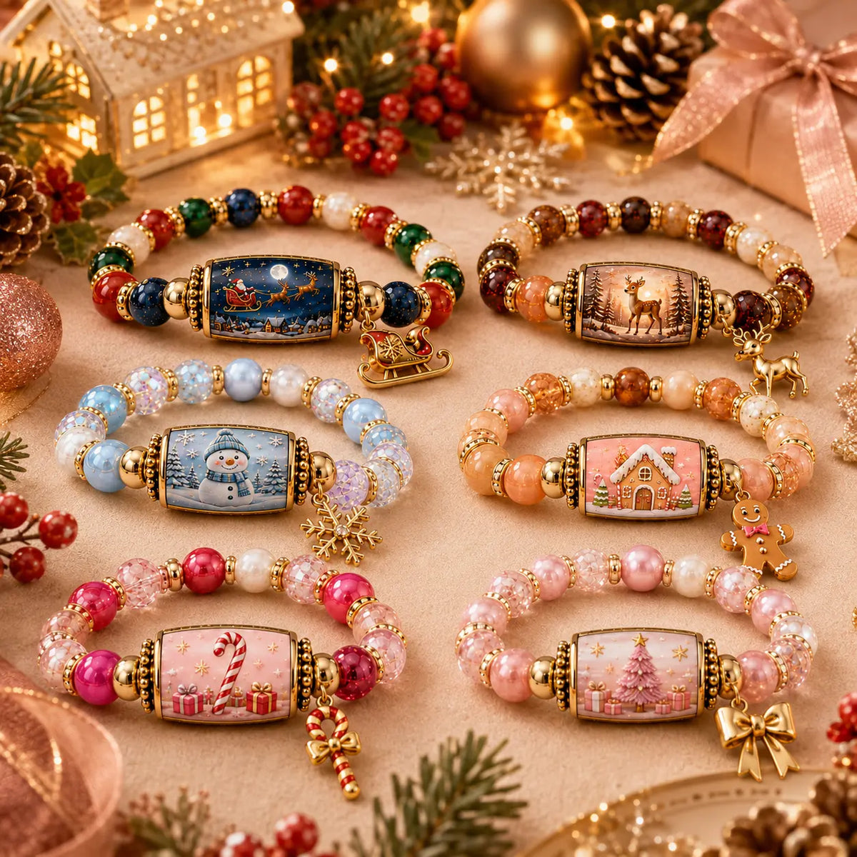 🎄 Ensemble de bracelets à perles « Christmas Story » en édition limitée | Bijoux de Noël à offrir