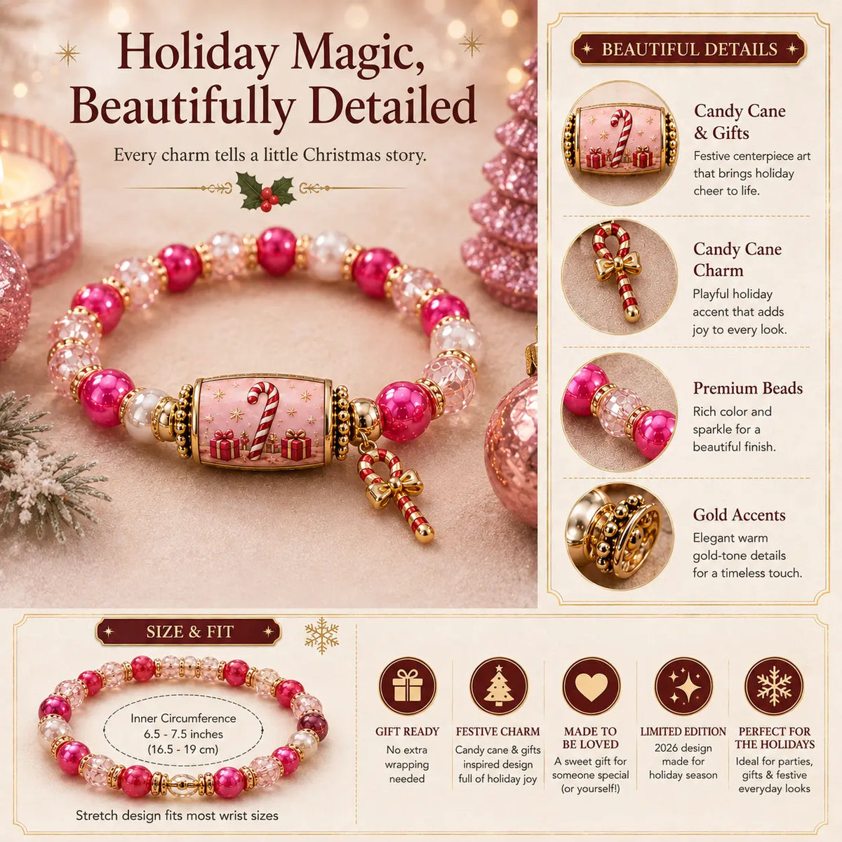 🎄 Ensemble de bracelets à perles « Christmas Story » en édition limitée | Bijoux de Noël à offrir
