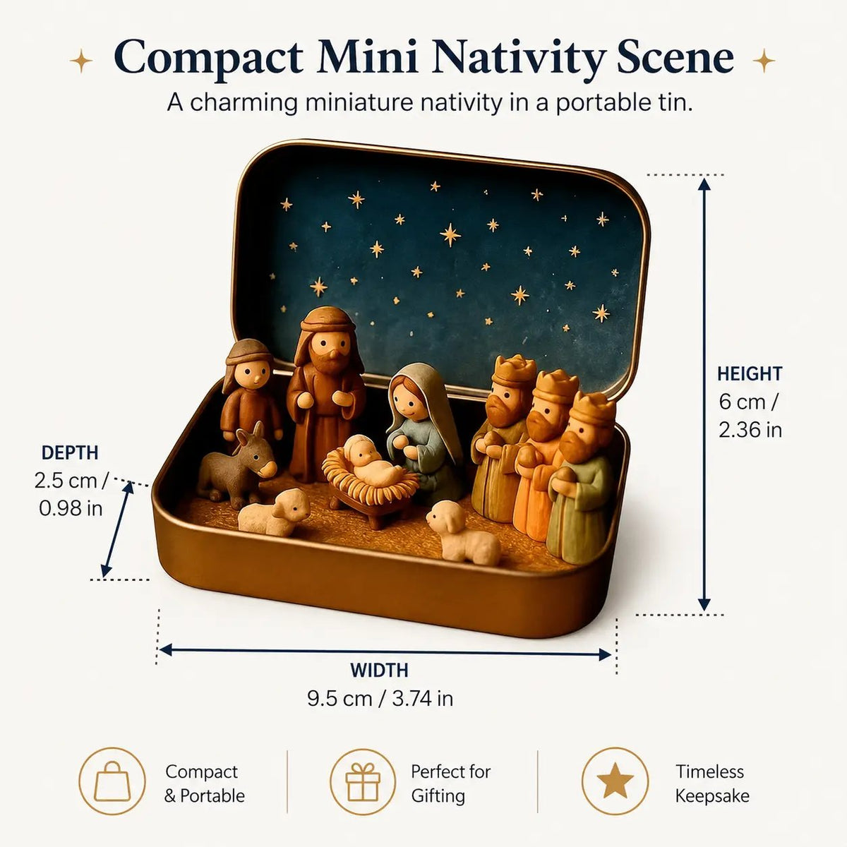 ✝️ Mini-boîte souvenir « Nativité » — Ensemble de poche de la Sainte Famille pour Noël