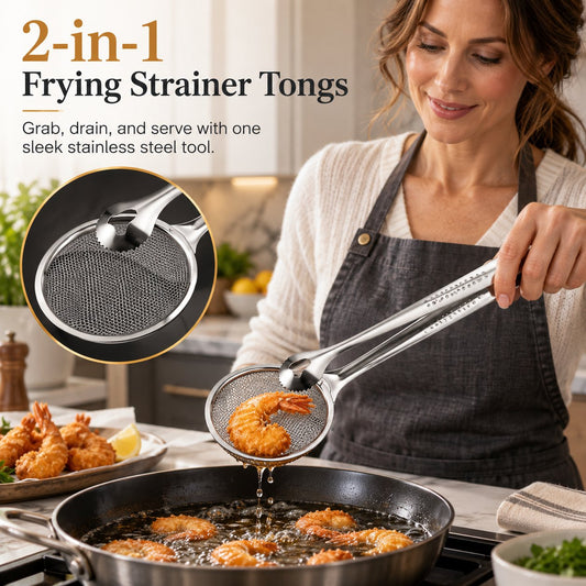 Pince filtrante 2 en 1 pour friture à l'huile, pince-passoire de cuisine pour aliments frits 🍳