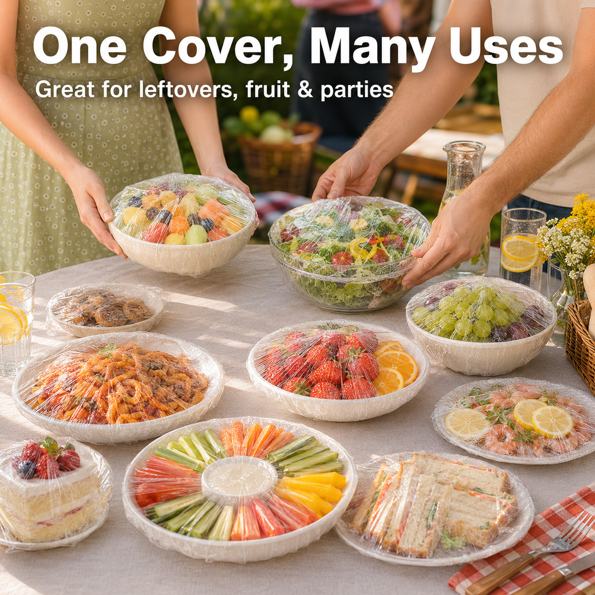 🔥Couvercle alimentaire jetable en plastique souple de qualité alimentaire, pour bols et assiettes.