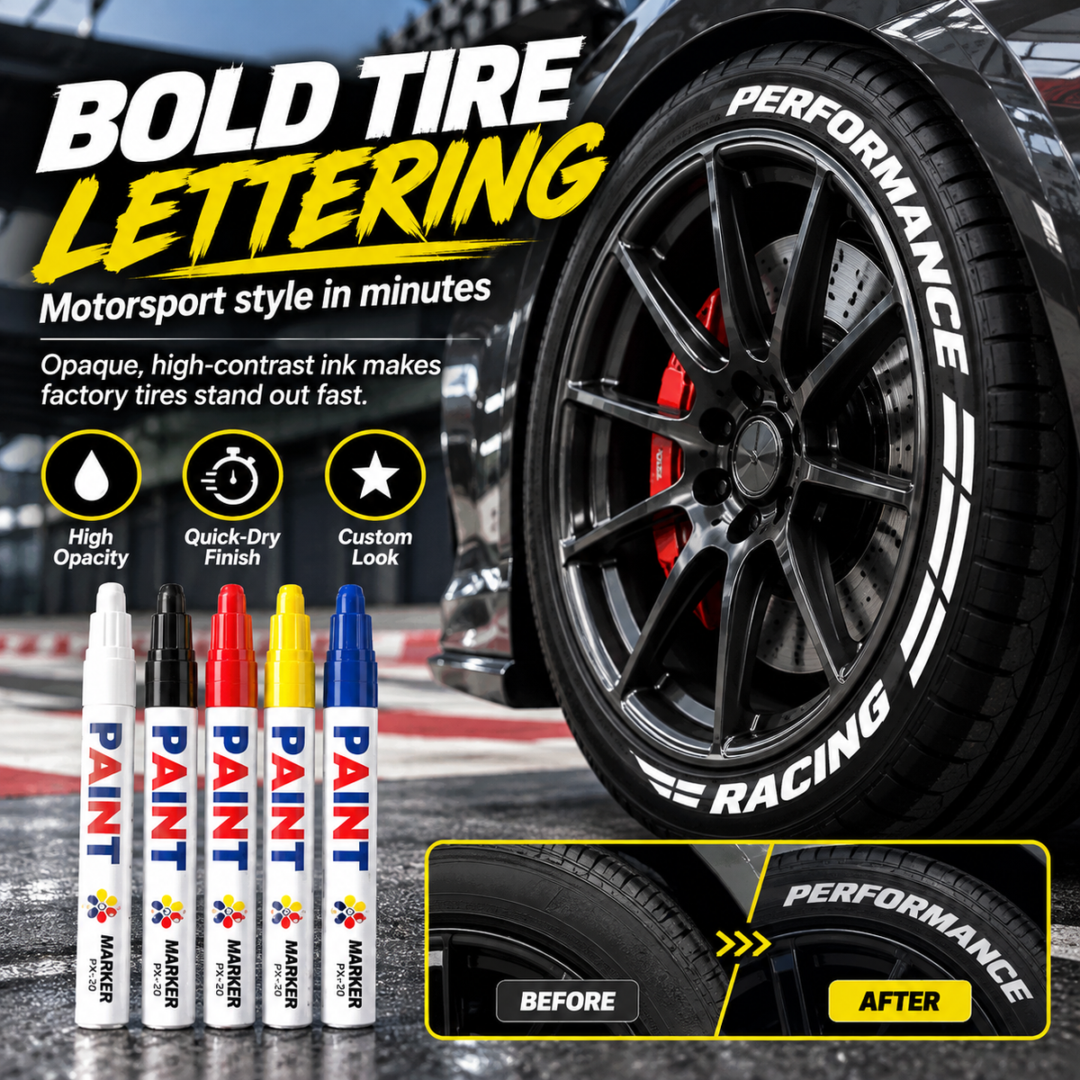 🏎️ Marqueur personnalisé pour surfaces multiples automobiles Wheel Armor