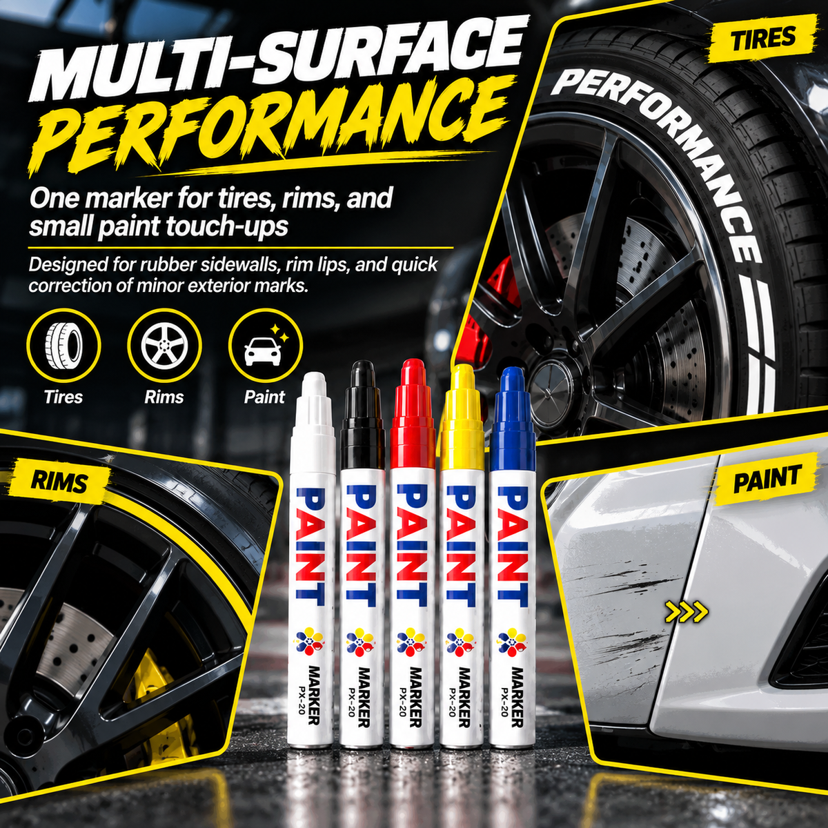 🏎️ Marqueur personnalisé pour surfaces multiples automobiles Wheel Armor