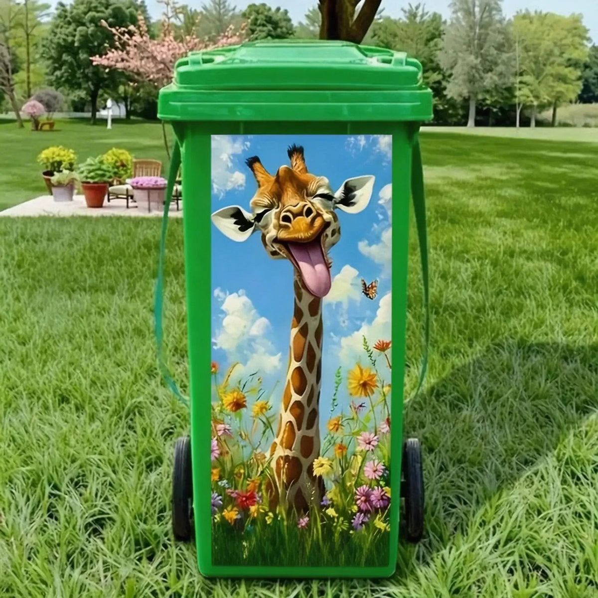 🦒🐯Autocollant original pour poubelle avec un dessin animé coloré✨