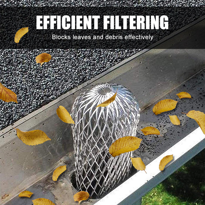 🍂 Filtre de gouttière et tamis de descente-pluie en aluminium – empêche les feuilles et les débris de boucher le système d'évacuation des eaux pluviales de votre maison
