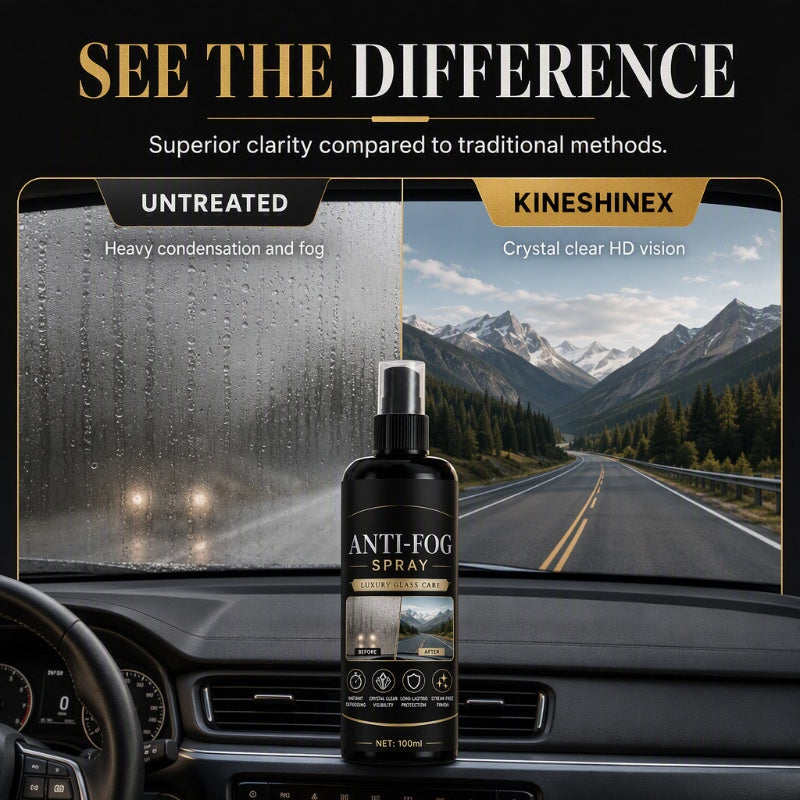 🚗50 % DE RÉDUCTION EN CE MOMENT ! Spray anti-buée pour vitres de voiture – Spray anti-buée longue durée (24 h) sans traces, pour une visibilité claire et immédiate sur le pare-brise, le rétroviseur et toutes les surfaces vitrées du véhicule