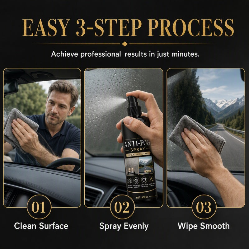 🚗50 % DE RÉDUCTION EN CE MOMENT ! Spray anti-buée pour vitres de voiture – Spray anti-buée longue durée (24 h) sans traces, pour une visibilité claire et immédiate sur le pare-brise, le rétroviseur et toutes les surfaces vitrées du véhicule