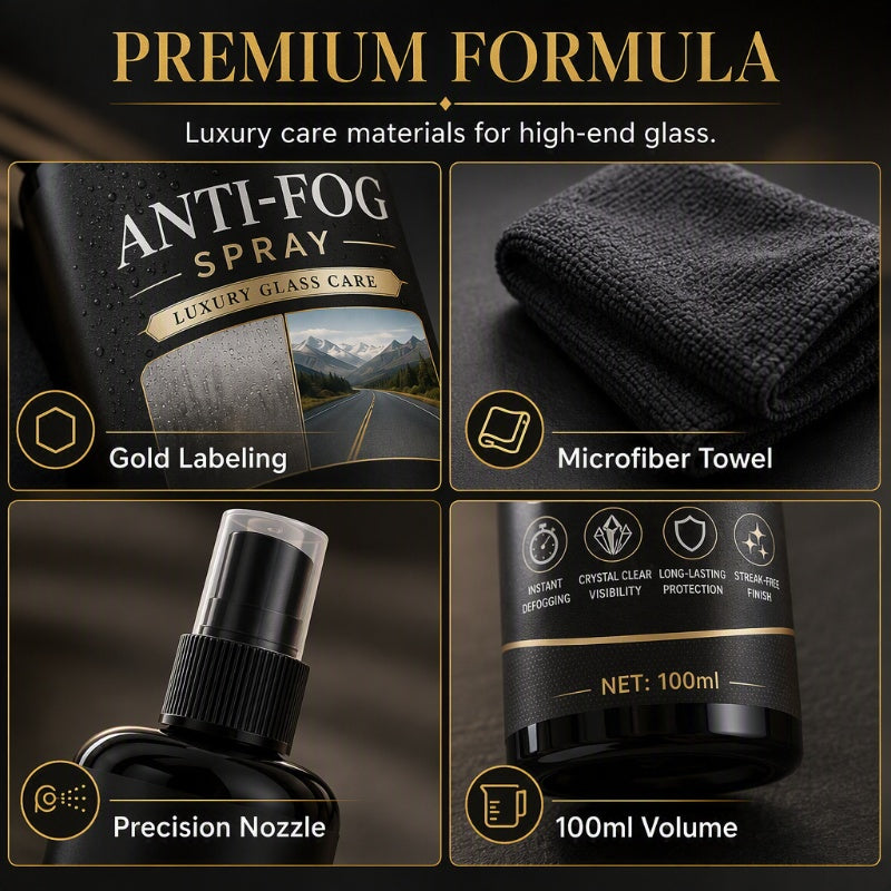 🚗50 % DE RÉDUCTION EN CE MOMENT ! Spray anti-buée pour vitres de voiture – Spray anti-buée longue durée (24 h) sans traces, pour une visibilité claire et immédiate sur le pare-brise, le rétroviseur et toutes les surfaces vitrées du véhicule