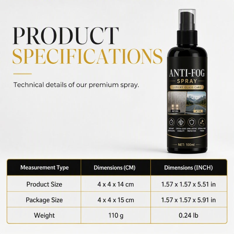 🚗50 % DE RÉDUCTION EN CE MOMENT ! Spray anti-buée pour vitres de voiture – Spray anti-buée longue durée (24 h) sans traces, pour une visibilité claire et immédiate sur le pare-brise, le rétroviseur et toutes les surfaces vitrées du véhicule